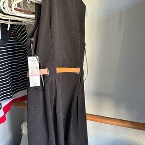 Sharagano Black Dress with Tan Accent